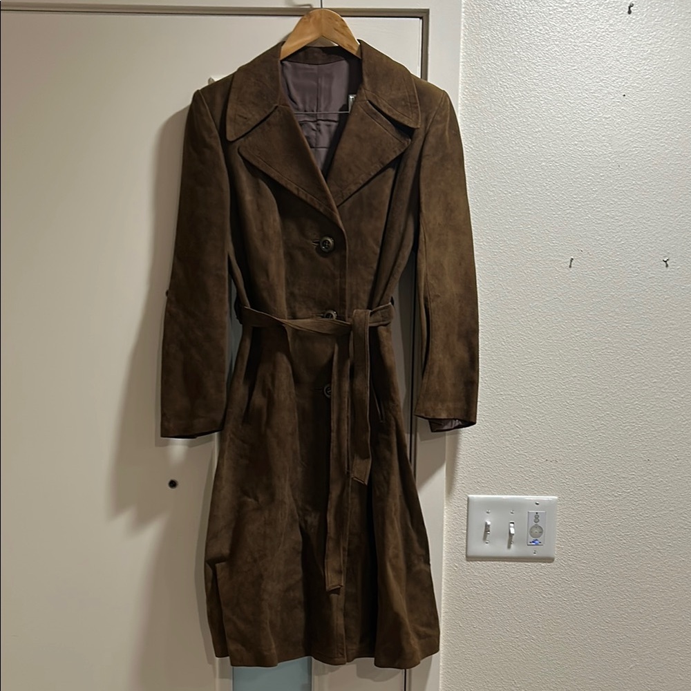 Vintage Brown Suede Trench Coat size ESTALELLA- BARCELONA